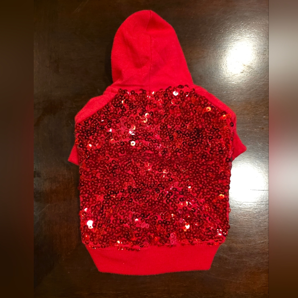Red Sequin Dog Hoodie